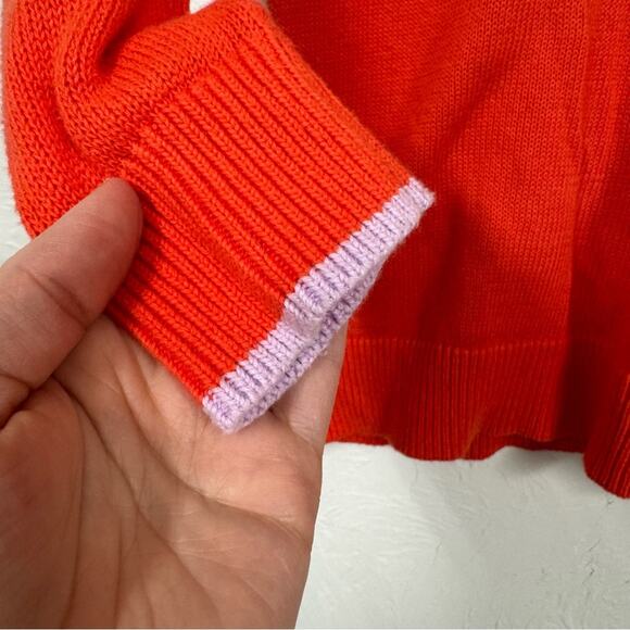 Moth Anthropologie Orange Lavender Trim Crew Neck Sweater Womens M Preppy - Picture 3 of 9